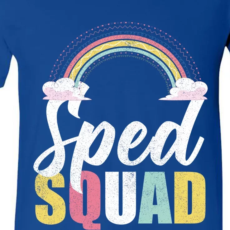 Sped Squad Sped Teacher Rainbow Special Education Teacher Gift V-Neck T-Shirt