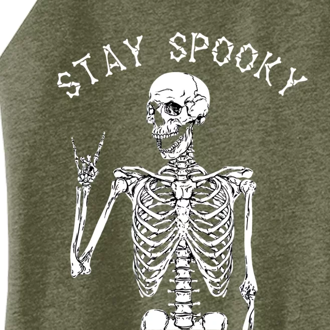 Stay Spooky Skeleton Great Gift Trick Treat Halloween Skull Hand Gift Women’s Perfect Tri Rocker Tank