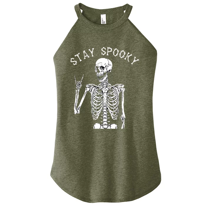 Stay Spooky Skeleton Great Gift Trick Treat Halloween Skull Hand Gift Women’s Perfect Tri Rocker Tank