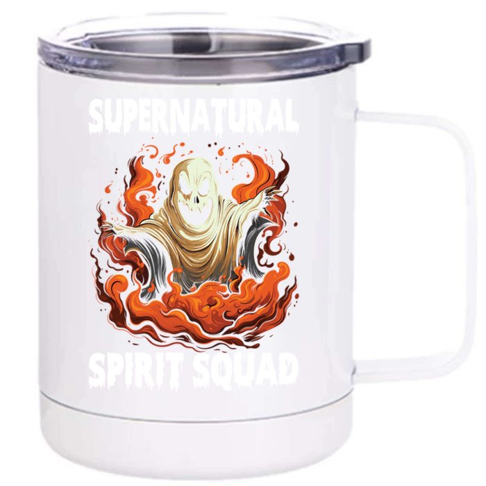 Supernatural Spirit Squad Spooky Halloween Ghouls Ghost Funny Gift Front & Back 12oz Stainless Steel Tumbler Cup