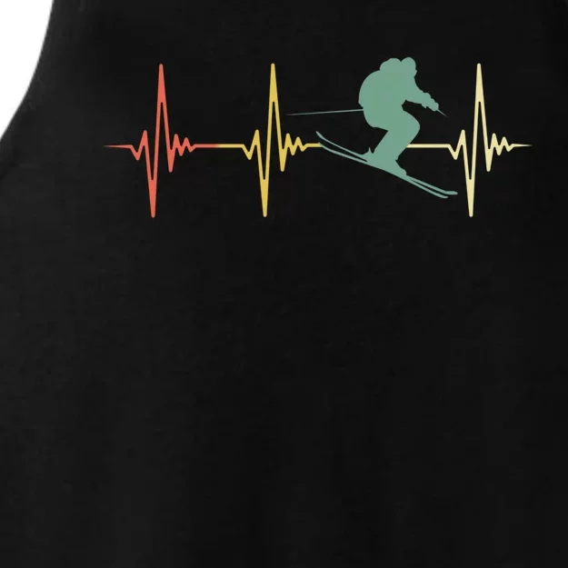 Ski Snowboard Skiing Heartbeat Snow Mountain Winter Skier Meaningful Gift Ladies Tri-Blend Wicking Tank