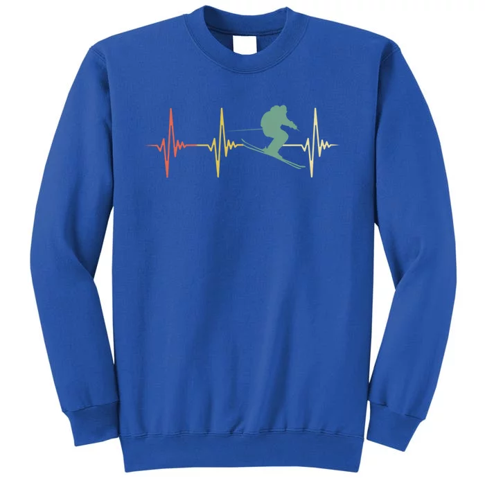 Ski Snowboard Skiing Heartbeat Snow Mountain Winter Skier Meaningful Gift Sweatshirt