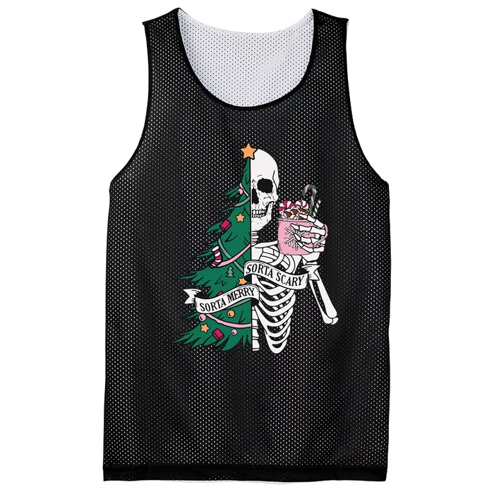 Sorta Scary Sorta Merry Christmas Mesh Reversible Basketball Jersey Tank