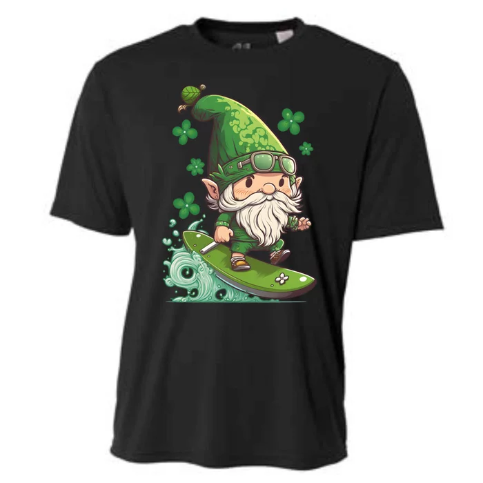 Surfing Skating St Patricks Day Gnome Cool Gift Cooling Performance Crew T-Shirt