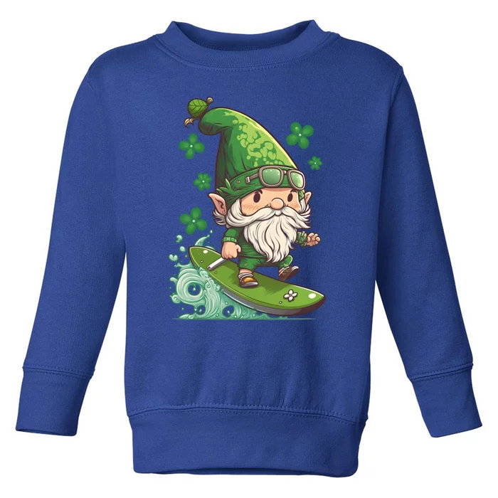 Surfing Skating St Patricks Day Gnome Cool Gift Toddler Sweatshirt