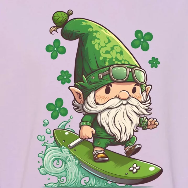 Surfing Skating St Patricks Day Gnome Cool Gift Garment-Dyed Sweatshirt