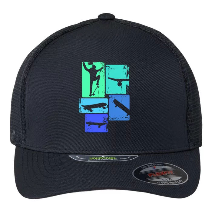 Skater Skateboarder Skateboard Gift Flexfit Unipanel Trucker Cap