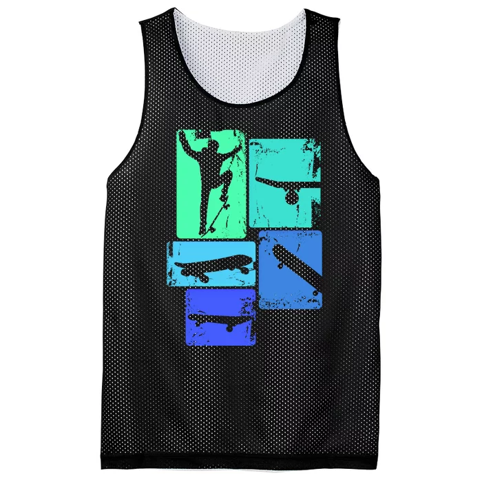 Skater Skateboarder Skateboard Gift Mesh Reversible Basketball Jersey Tank