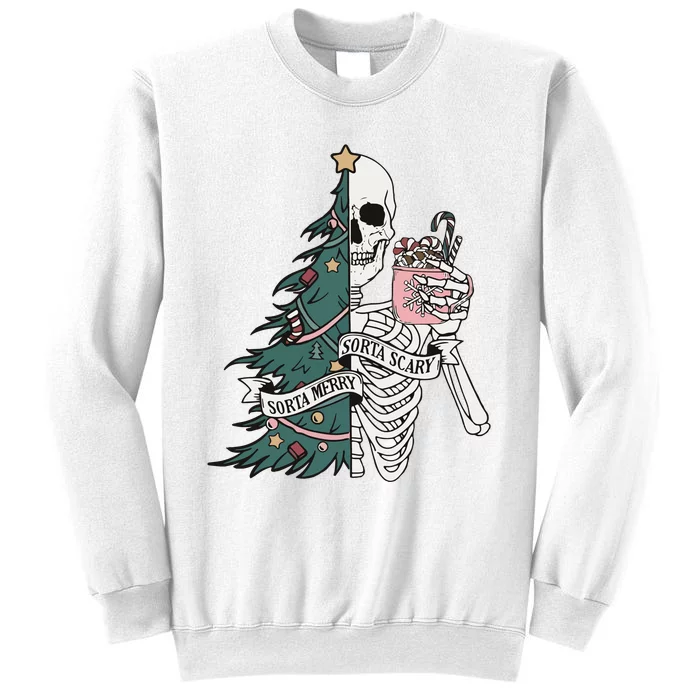 Sorta Scary Sorta Merry Christmas Skeleton Sweatshirt