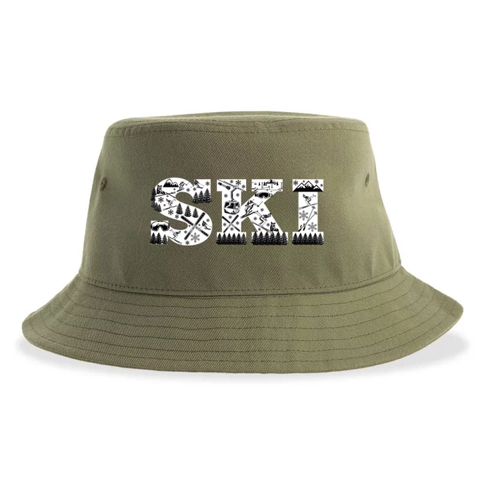 Ski Snowboard Skiing Snowboarding Lover Skier Gift Tee Cute Gift Sustainable Bucket Hat