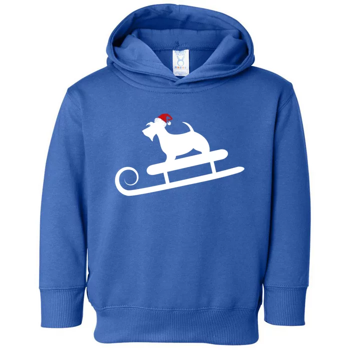 Sledding Scottie Scottish Terrier With Santa Hat Christmas Gift Toddler Hoodie