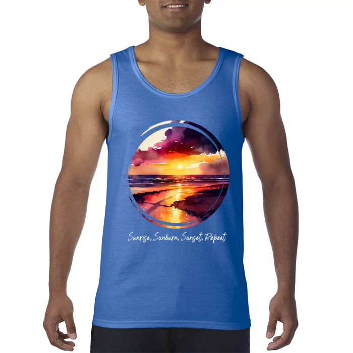 Summer Saying Sunrise Sunburn Sunset Repeat Tropical Beac Cool Gift Tank Top