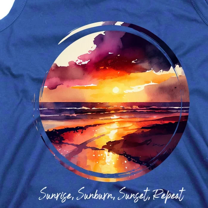 Summer Saying Sunrise Sunburn Sunset Repeat Tropical Beac Cool Gift Tank Top