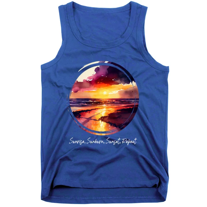 Summer Saying Sunrise Sunburn Sunset Repeat Tropical Beac Cool Gift Tank Top