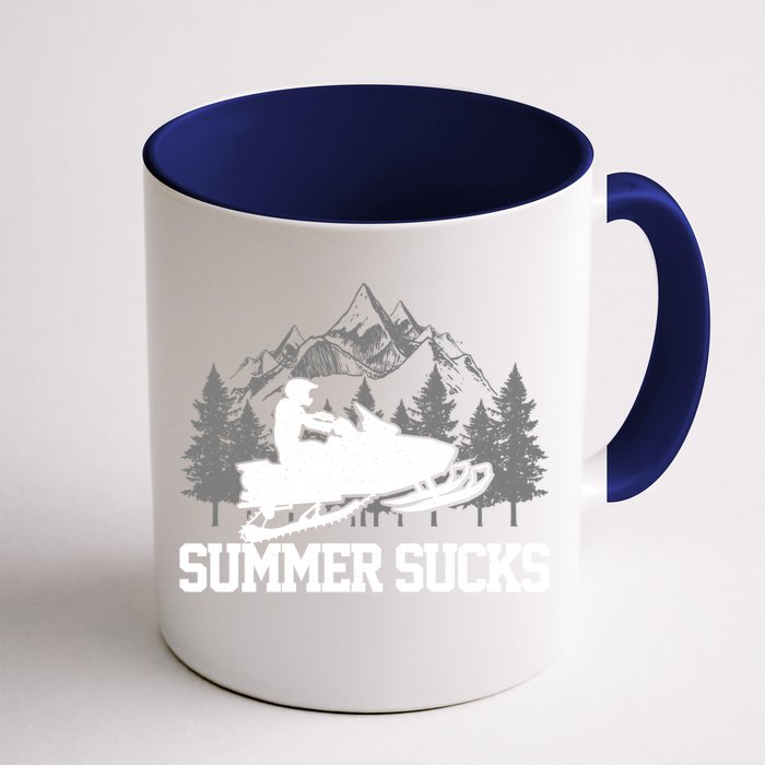 Snowmobile Summer Sucks Funny Motor Sled Vintage Gift Front & Back Coffee Mug