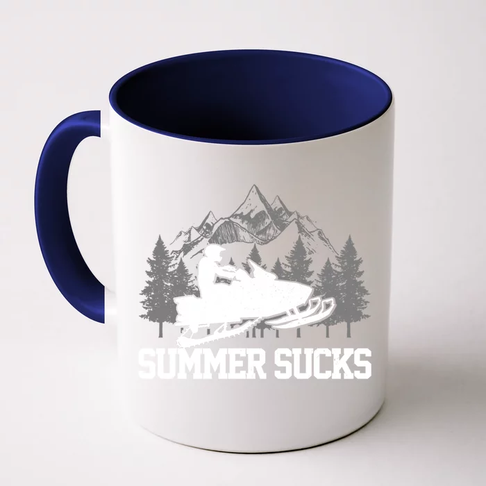 Snowmobile Summer Sucks Funny Motor Sled Vintage Gift Front & Back Coffee Mug