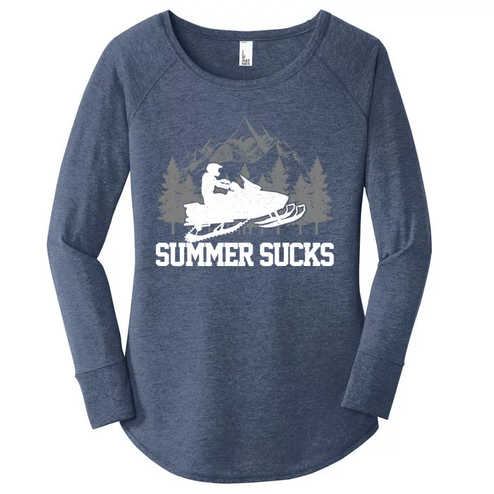 Snowmobile Summer Sucks Funny Motor Sled Vintage Gift Women's Perfect Tri Tunic Long Sleeve Shirt