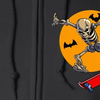 Spooky Skateboarding Skeleton Halloween Skateboarder Full Zip Hoodie