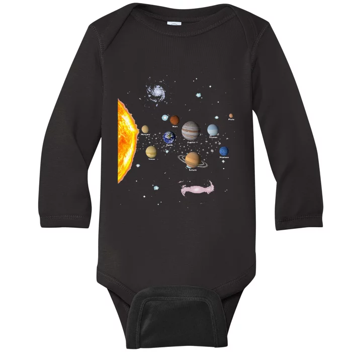 Solar System STEM Kids Realistic Space Baby Long Sleeve Bodysuit