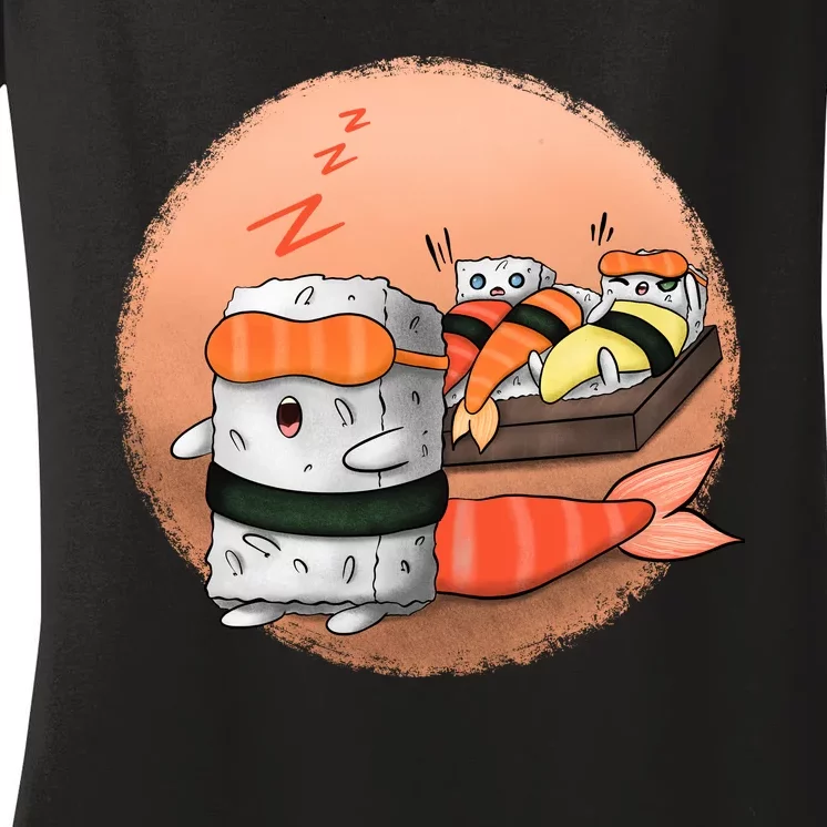 Sushi Sleeping Women's V-Neck T-Shirt