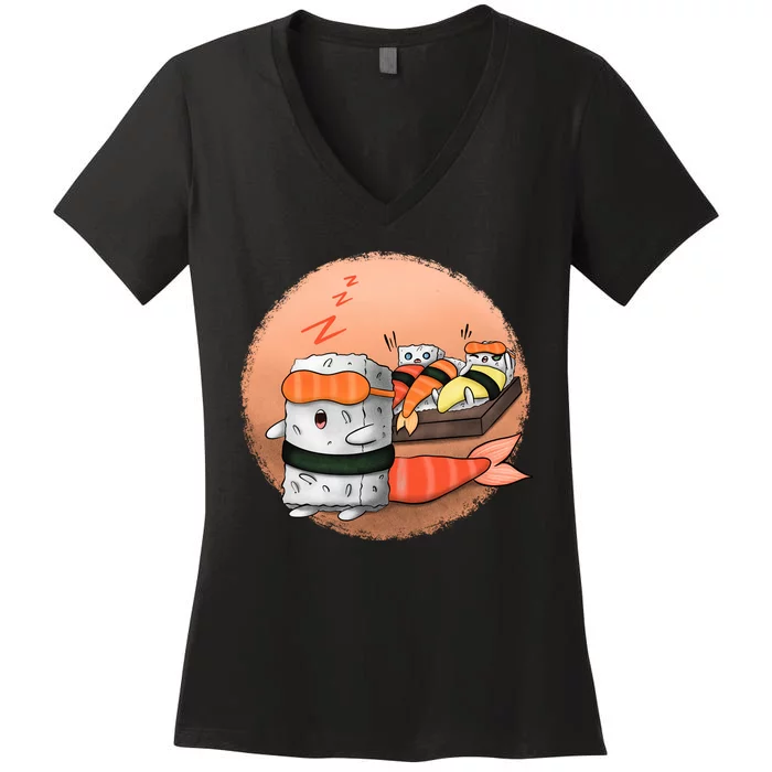 Sushi Sleeping Women's V-Neck T-Shirt