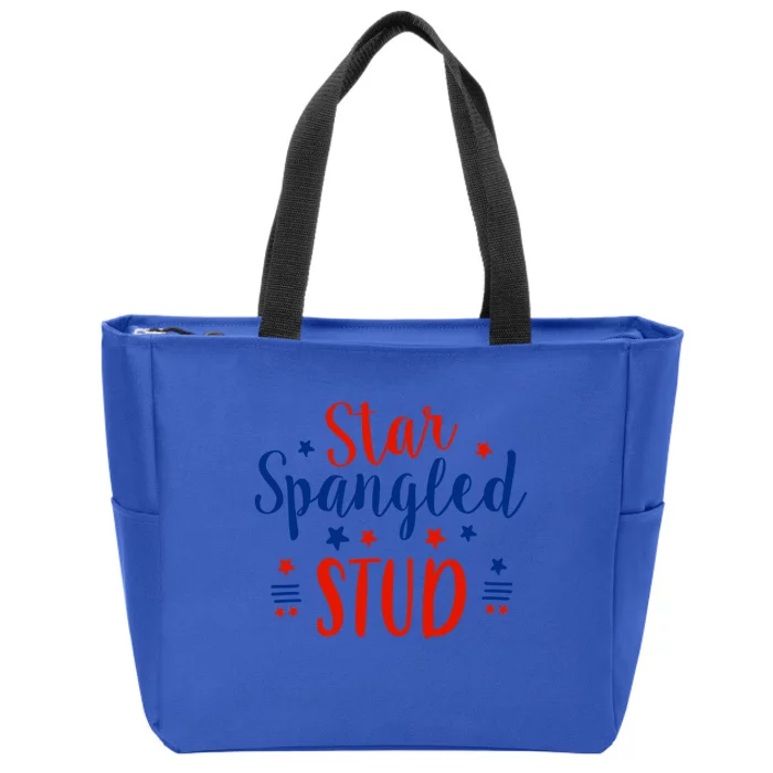 Star Spangled Stud Funny Gift July 4th Cute Funny Gift Star Spangled Stud Gift Zip Tote Bag