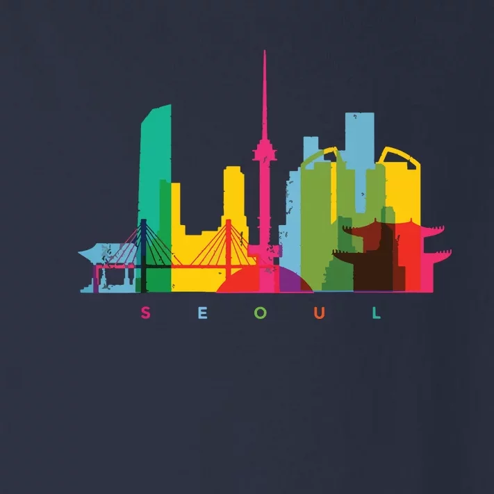 Seoul Skyline South Korea Colorful Vintage Seoul Toddler Long Sleeve Shirt