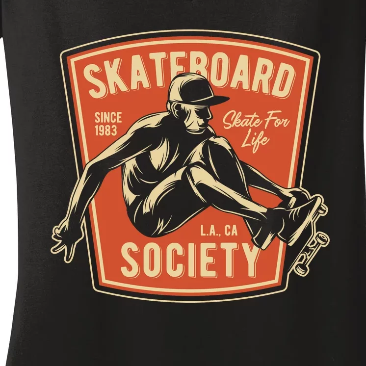 Skateboard Society Women's V-Neck T-Shirt