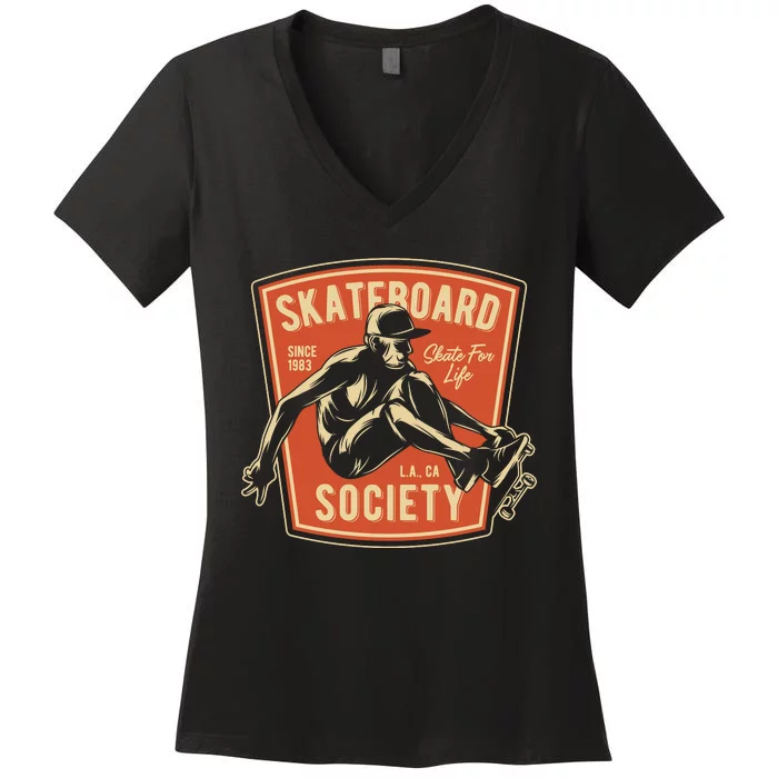 Skateboard Society Women's V-Neck T-Shirt