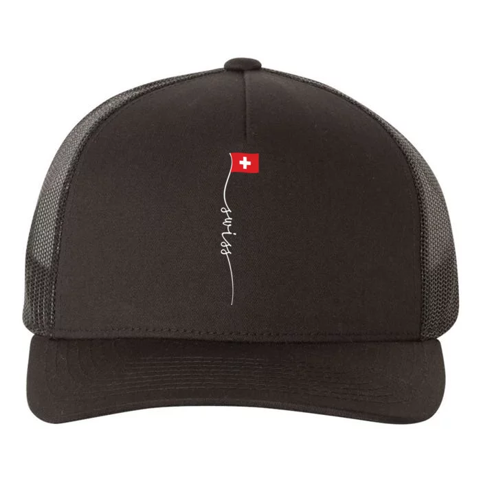 Switzerland Signature Swiss Flag Yupoong Adult 5-Panel Trucker Hat