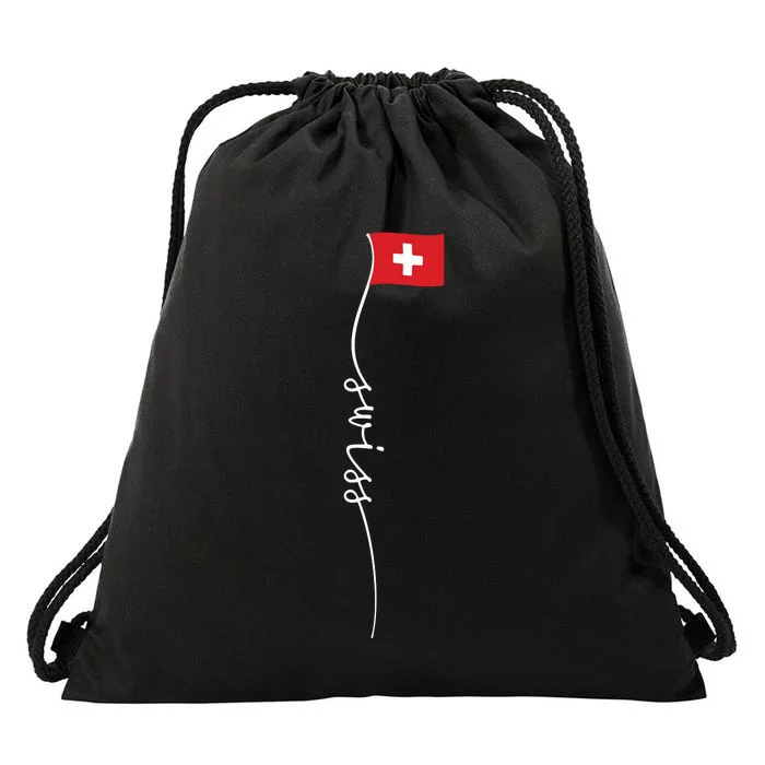 Switzerland Signature Swiss Flag Drawstring Bag