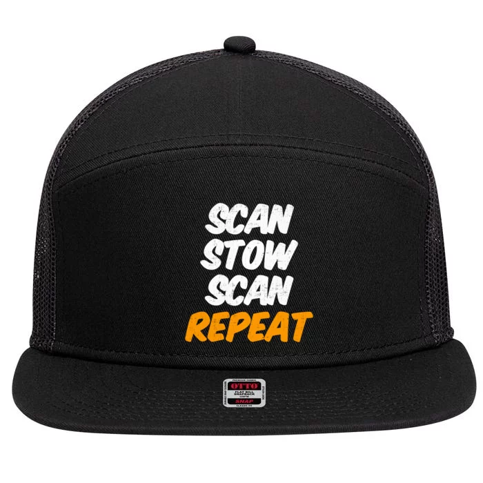 Scan Stow Scan Repeat 7 Panel Mesh Trucker Snapback Hat