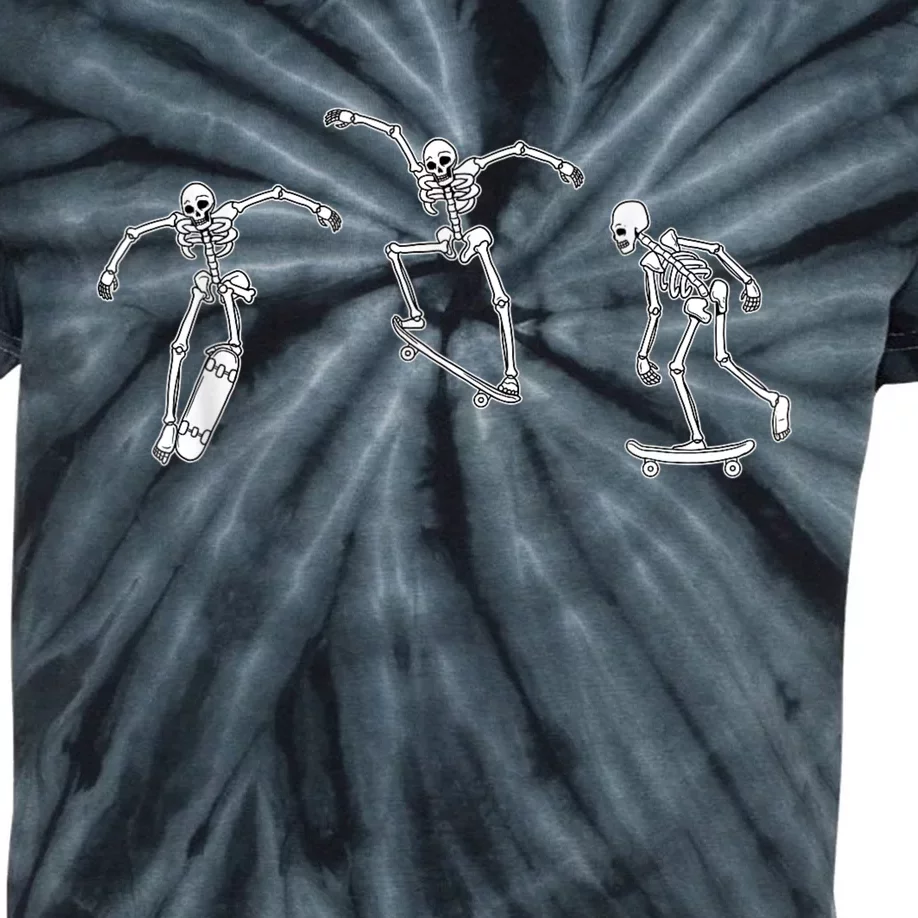 Skateboarding Skeletons Skeleton Skater Halloween Skate Kids Tie-Dye T-Shirt