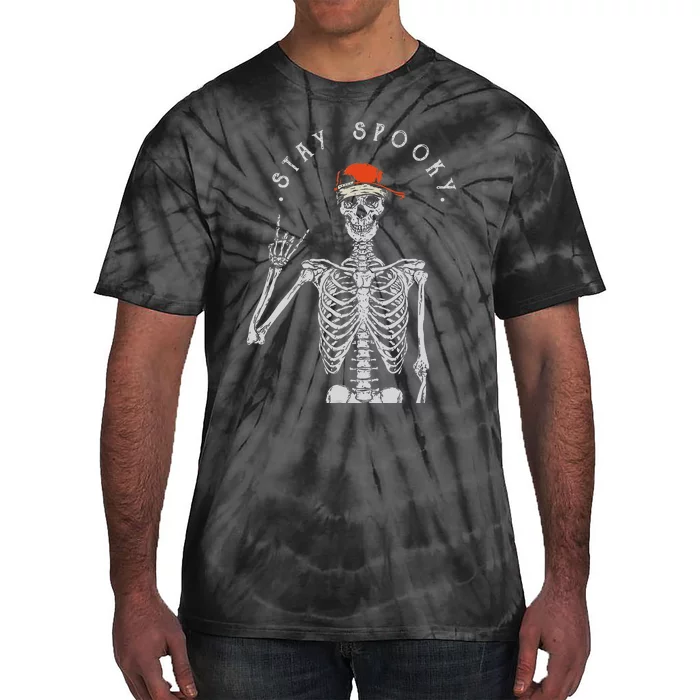 Stay Spooky Skeleton Trick Treat Halloween Skull Hand Tie-Dye T-Shirt