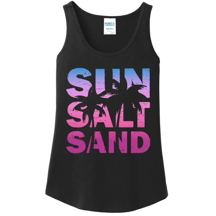 Sun Salt Sand Funny Palm Sun Retro Beach Summer Ladies Essential Tank