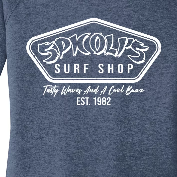 Spicolis Surf Shop Tasty Waves And A Cool Buzz Est 1982 Women's Perfect Tri Tunic Long Sleeve Shirt