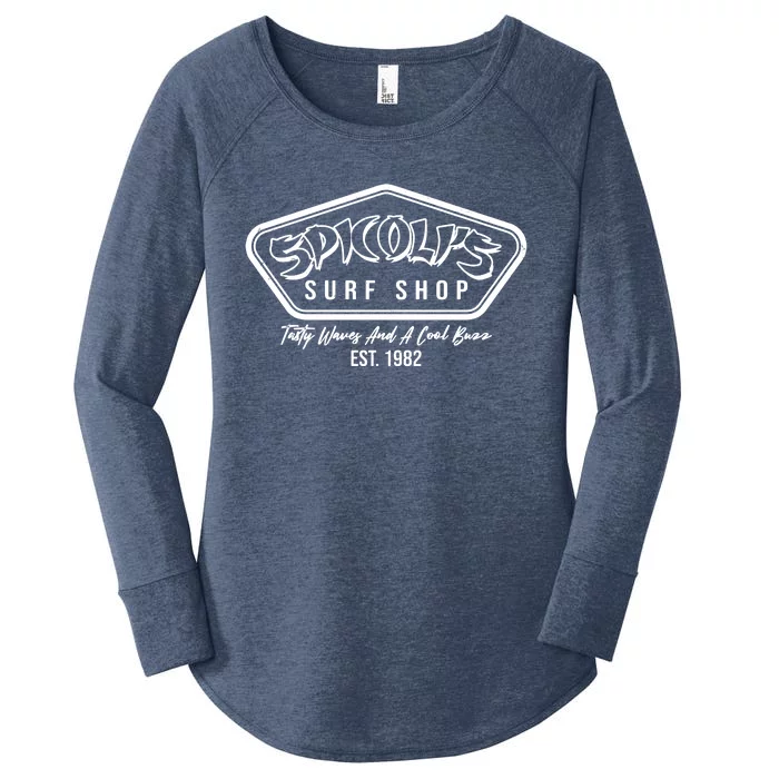 Spicolis Surf Shop Tasty Waves And A Cool Buzz Est 1982 Women's Perfect Tri Tunic Long Sleeve Shirt