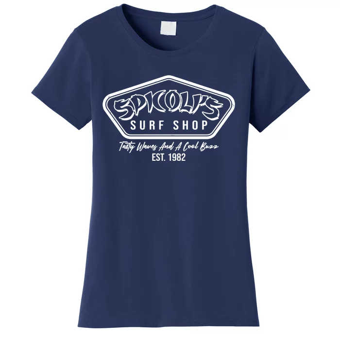 Spicolis Surf Shop Tasty Waves And A Cool Buzz Est 1982 Women's T-Shirt