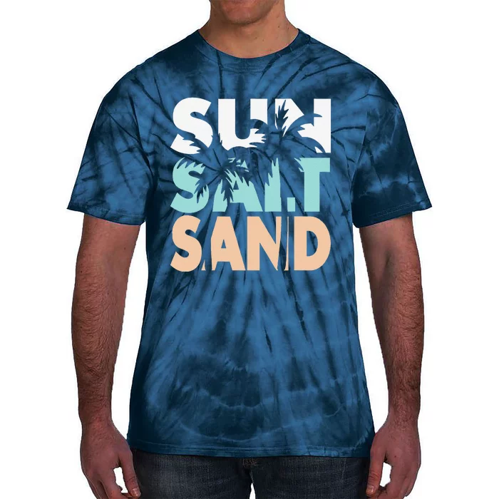 Sun Salt Sand Funny Summer Beach Vacation Palm Tree Beach Tie-Dye T-Shirt