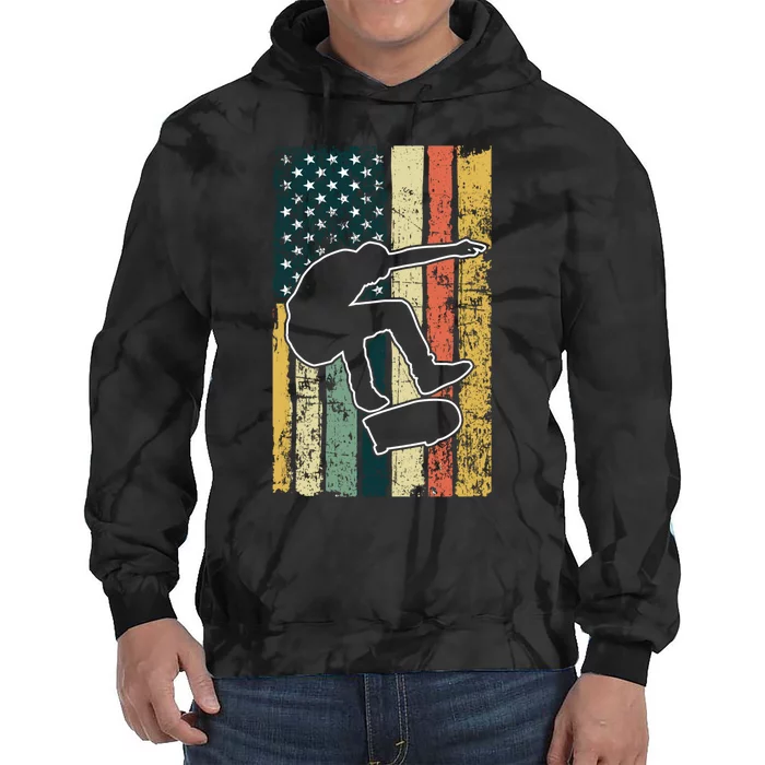 Skateboarding Skateboarder Skater Extreme USA Flag Tie Dye Hoodie