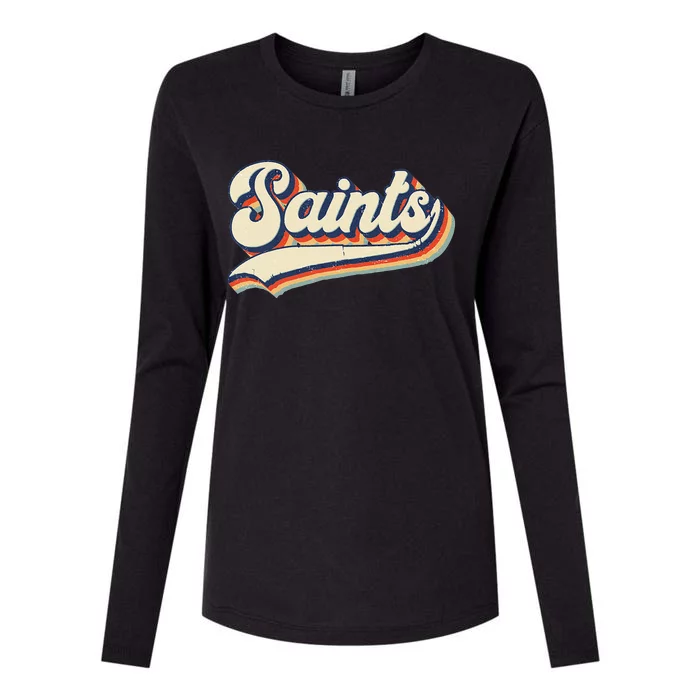 Saints School Sports Name Vintage Retro Gift Womens Cotton Relaxed Long Sleeve T-Shirt