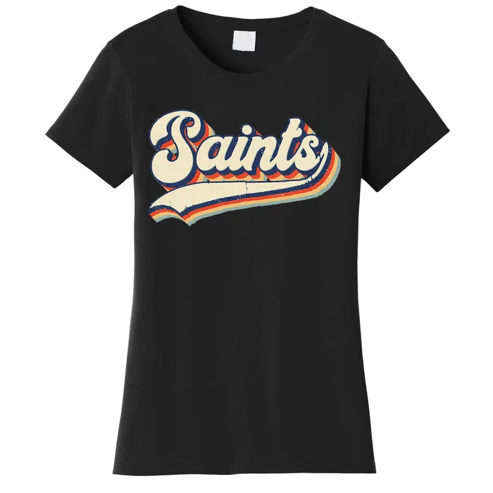 Saints School Sports Name Vintage Retro Gift Women's T-Shirt