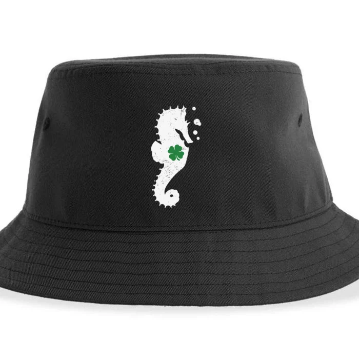 Seahorse Shamrock St. Patrick's Day Saint Paddy's Seahorse Sustainable Bucket Hat