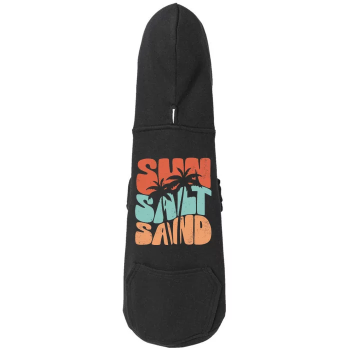 Sun Salt Sand Funny Beach Lover Summer Vacation Palm Tree Doggie 3-End Fleece Hoodie