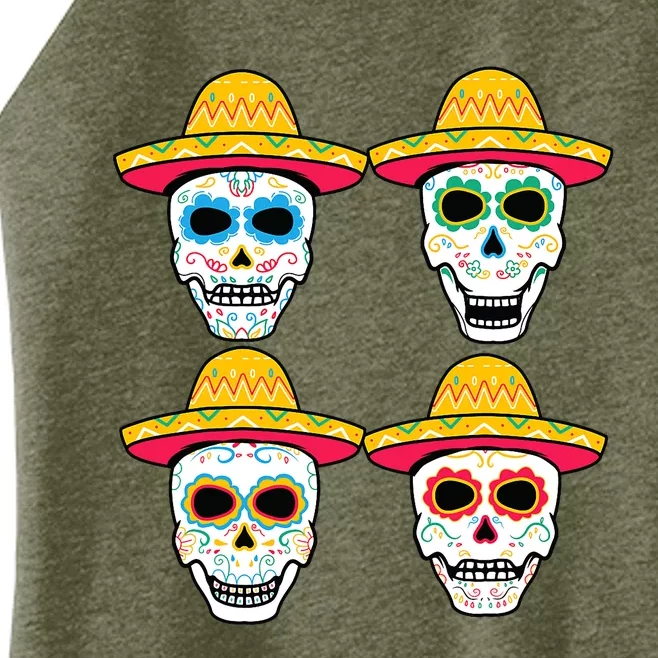 Sugar Skull Sombrero Dia De Los Muertos Mexican Day Of Dead Women’s Perfect Tri Rocker Tank