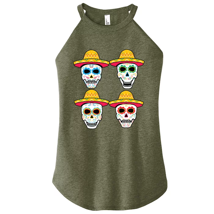 Sugar Skull Sombrero Dia De Los Muertos Mexican Day Of Dead Women’s Perfect Tri Rocker Tank