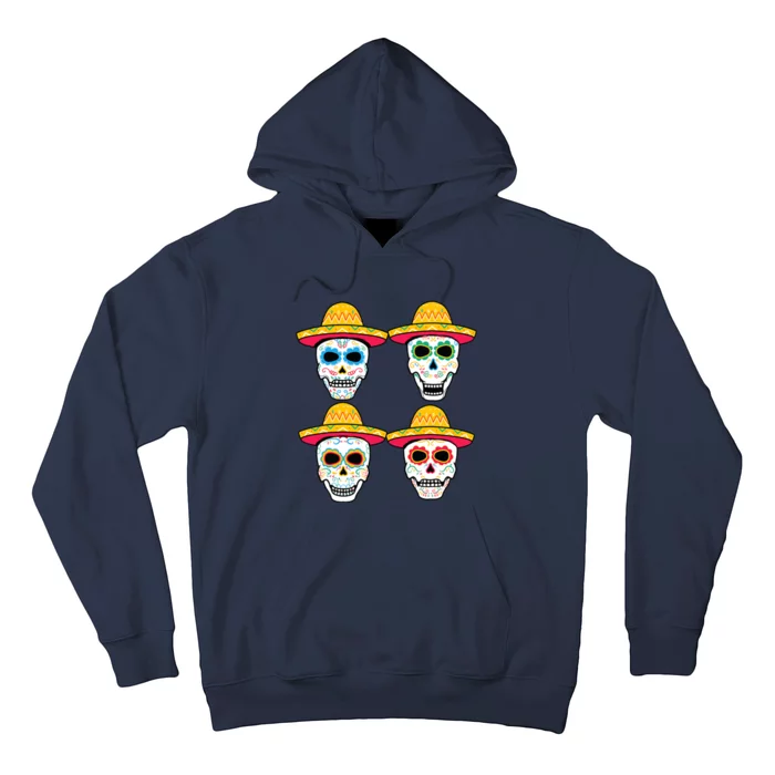 Sugar Skull Sombrero Dia De Los Muertos Mexican Day Of Dead Hoodie