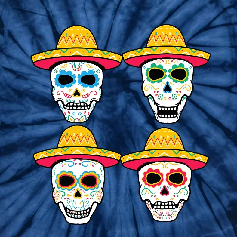 Sugar Skull Sombrero Dia De Los Muertos Mexican Day Of Dead Tie-Dye T-Shirt