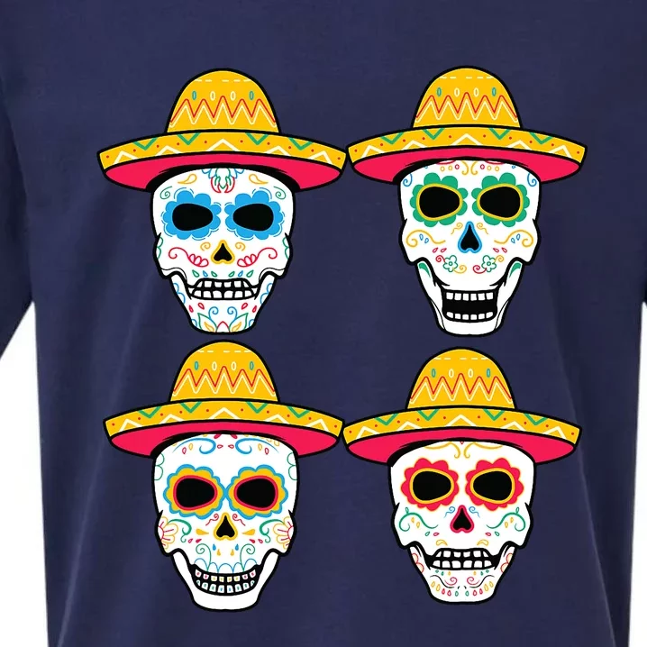 Sugar Skull Sombrero Dia De Los Muertos Mexican Day Of Dead Sueded Cloud Jersey T-Shirt