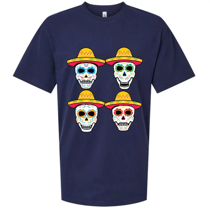 Sugar Skull Sombrero Dia De Los Muertos Mexican Day Of Dead Sueded Cloud Jersey T-Shirt